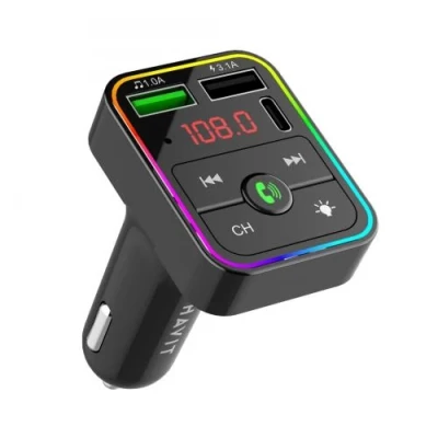 FM-модулятор Havit HV-FM812BT, Black, від прикурювача, Bluetooth 5.3 + EDR, 2xUSB / Type-C, microSD / USB / Type-C / AUX / FM передавач (87.5-108МГц)