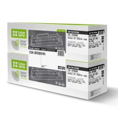 Картридж Brother TN1095, Black, DCP-1602, HL-1202, 1500 стор, ColorWay, Dual Pack (CW-B1095FM)