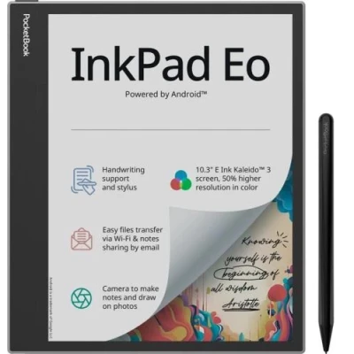 Електронна книга 10.3" PocketBook InkPad Eo, Mist Grey, WiFi, 2480x1860 (E Ink Kaleido 3), 4Gb / 64Gb, сенсорний екран, 16 градацій сірого, 300 DPI, камера, підсвічування екрану SMARTlight, 4000 mAh, Type-C (PB1042-M-WW)