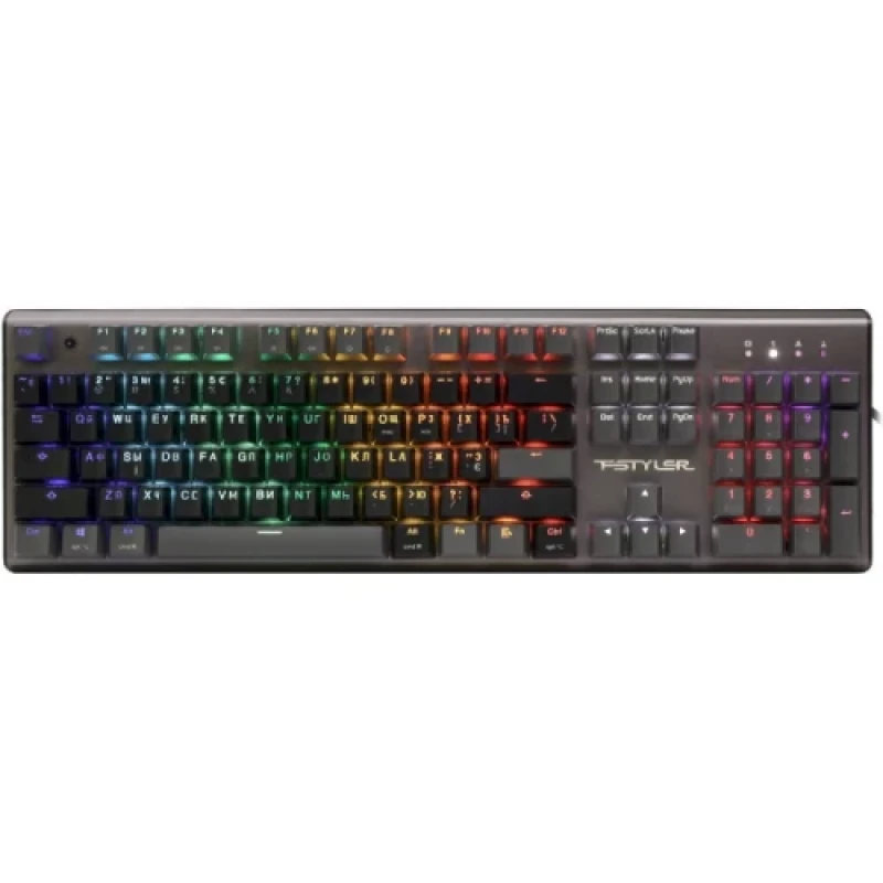 Клавіатура A4Tech FS100 Stone Black "Fstyler", Black/Grey, USB, 10 режимів підсвічування, 1.8 м, UA/RU/US