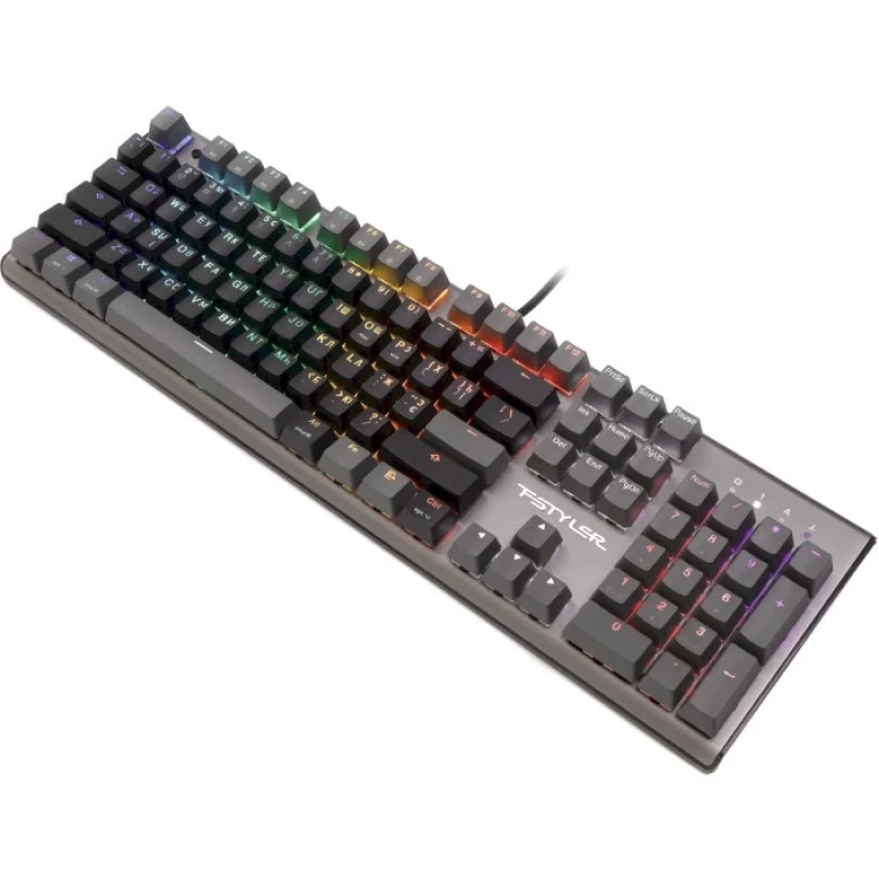 Клавіатура A4Tech FS100 Stone Black "Fstyler", Black/Grey, USB, 10 режимів підсвічування, 1.8 м, UA/RU/US