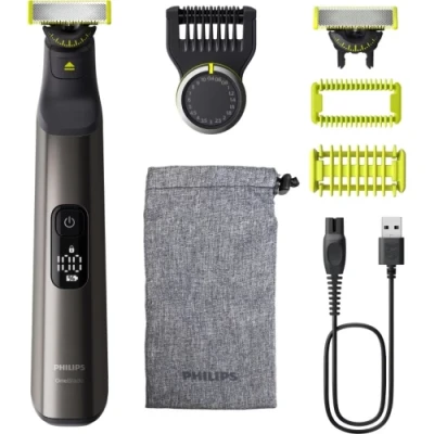 Бритва-Тример Philips OneBlade Pro 360 QP6552/15, Grey, для бороди/вусів/тіла, цифровий дисплей, насадки 4 шт, робота від акумулятора, вологе очищення