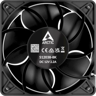 Вентилятор 120 мм, Arctic S12038-8K, Black, 120х120х38 мм, 800-8000 об/хв, 4-pin (PWM, 30 см), подвійний шарикопідшипник з латунним корпусом (ACFAN00294A)