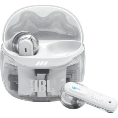 Навушники бездротові JBL Tune Flex 2, Ghost White, Bluetooth, мікрофон, акумулятор 55 mAh, чохол з функцією зарядки, технологія "JBL Pure Bass Sound" (JBLTFLEX2GWHT)