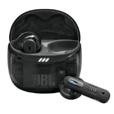 Навушники бездротові JBL Tune Flex 2, Ghost Black, Bluetooth, мікрофон, акумулятор 55 mAh, чохол з функцією зарядки, технологія "JBL Pure Bass Sound" (JBLTFLEX2GBLK)