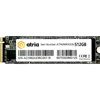 Твердотільний накопичувач SSD 512Gb, Atria X500S, PCI-E 3.0 x4, M.2 2280, 3D TLC, 2800/1300 МБ/с (ATNVMX500S/512)