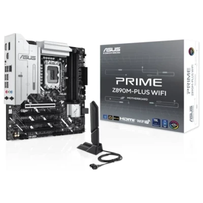 Материнська плата LGA1851, Asus PRIME Z890M-PLUS WIFI, Z890, 4xDDR5, 1xPCI-E 5.0 x16, 3xPCI-E 4.0 x16, 6xSATA3, 3xM.2, Realtek 7.1, Realtek 2.5Gb, WiFi 7, Bluetooth 5.4, HDMI/DP/Type-C, MicroATX