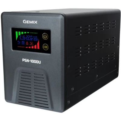 ДБЖ Gemix PSN-1000U LCD, 1000ВА/600Вт, 7/9/13A, 3xEURO Schuko, ext battery 12V (PSN1000U)