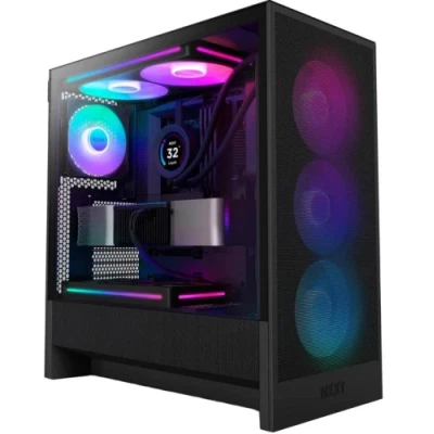 Корпус NZXT H5 Flow RGB Black, без БЖ, для E-ATX, ATX, micro ATX, mini ITX, 1 x 3.5″ відсіків, 2 x 2.5″ відсіків, 2хUSB 3.0/1хType-C, 7 слотів розширення (CC-H52FB-R1)