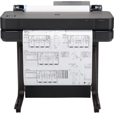 Принтер струменевий кольоровий A1 HP DesignJet T630 24" (2025 Edition), Black, WiFi, 1200x2400 dpi, до 30 сек/стор (формат A1), рулони 279 - 610 мм, USB / GLan, картриджі 712 (5HB09D)