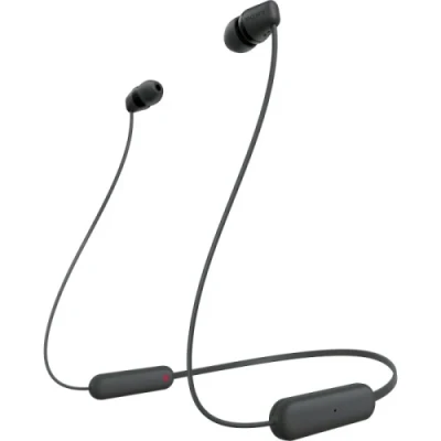 Навушники бездротові Sony WI-C100, Black, Bluetooth, мікрофон на дроті, радіус дії до 10 м, час роботи до 25 год (WIC100B.CE7)