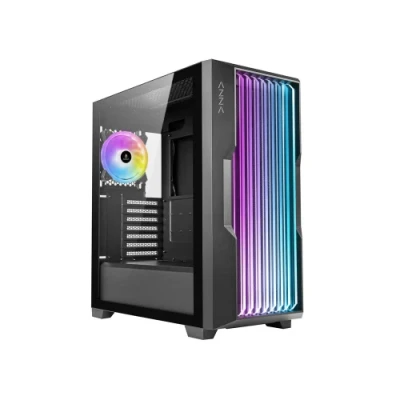 Корпус AZZA GUARDIAN GLASS, Black, без БЖ, Mid Tower, для E-ATX / ATX / Micro ATX / Mini ITX, Type-C / 2xUSB 3.0, макс. CPU - 170 мм / VGA - 400 мм, 1x120 мм ARGB, бічна панель із загартованого скла (CSAZ-520BG)