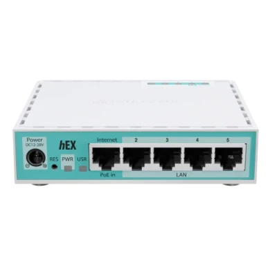 Маршрутизатор MikroTik hEX refresh (E50UG), EN7562CT Dual Core 950MHz CPU, 512MB RAM, 128MB NAND, 5 Gigabit LAN ports, USB A, RouterOS v7 L4, 24V 0.38A power adapter