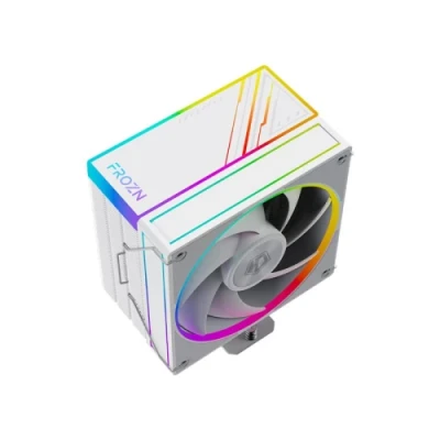 Кулер для процесора ID-Cooling FROZN A410 ARGB White, 120 мм, 4 теплових трубок, алюміній/мідь, 500±200 ~ 2000±10% RPM, 29.85dB(A) Max, Intel: 1851, 1700, 1200, 115x, AMD: AM4/AM5, 152х75х120 мм, 4-pin PWM, ARGB, до 220 Вт