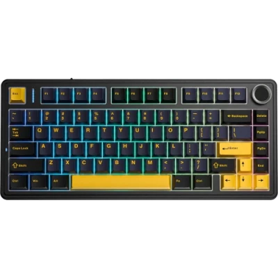 Клавіатура бездротова Aula F75, Black, Bluetooth 5.0 / 2.4GHz USB / Type-C, механічна (перемикачі Leobog Greywood V3), RGB підсвічування, 80 кнопок, акумулятор, EN/UA (6948391208602)