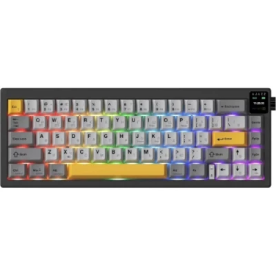 Клавіатура бездротова Ajazz AK650, Starry Night Grey, Bluetooth / USB 2.4GHz / Type-C, механічна (перемикачі Flying Fish), 66 кнопок, RGB підсвічування, 0.85" TFT екран, бічна ручка, акумулятор 5000 mA (AK650-FF-BGY)