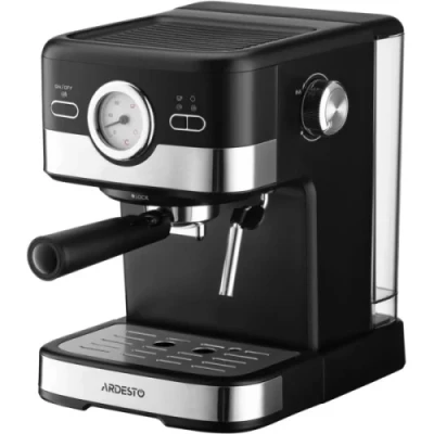Кавоварка Ardesto YCM-E16B, Black/Inox, 1100W, ріжкова, кава мелена, резервуар для води 1.5 л