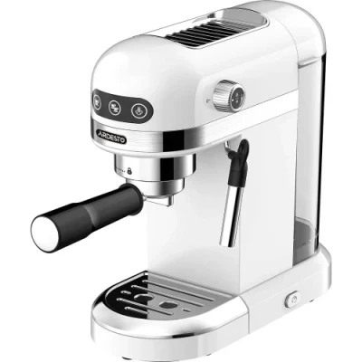 Кавоварка Ardesto YCM-E1500, White/Inox, 1350W, ріжкова, кава мелена, резервуар для води 1.4 л, ручний капуч, підігрів чашок