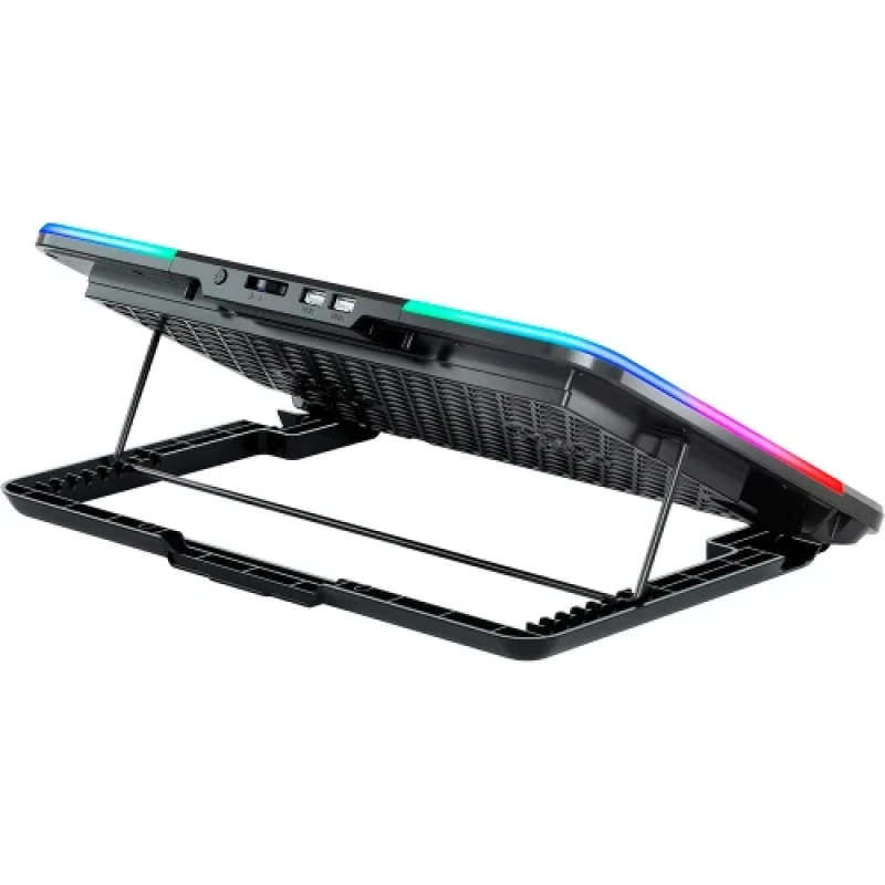Підставка для ноутбука до 15.6" GamePro CP590, Black, RGB підсвічування, 6 x 60 мм вентилятор (24.6 dB 2860 rpm), метал/пластик, 2xUSB 2.0, 360 x 255 x 28 мм, 820 г, регулювання швидкості вентиляторів та кута нахилу