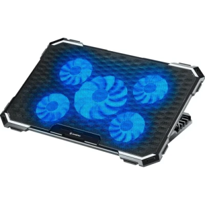 Підставка для ноутбука до 21" GamePro CP485, Black, RGB підсвічування, 1 х 120 мм, 4 х 70 мм вентилятор (15 dB 2400 rpm), метал/пластик, 2xUSB 2.0, 420 х 290 х 31 мм, 800 г, регулювання швидкості вентиляторів та кута нахилу
