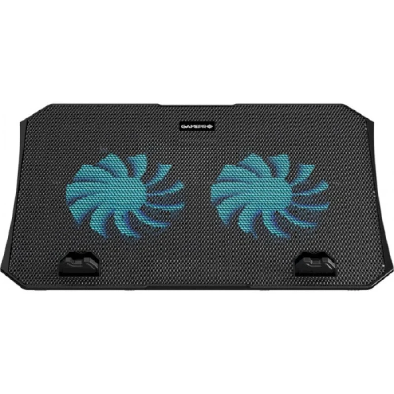 Підставка для ноутбука до 15.6" GamePro CP413, Black, RGB підсвічування, 2 x 125 мм вентилятор (28 dB 1200 rpm), метал/пластик, 2xUSB 2.0, 345 x 250 x 28 мм, 730 г, регулювання кута нахилу