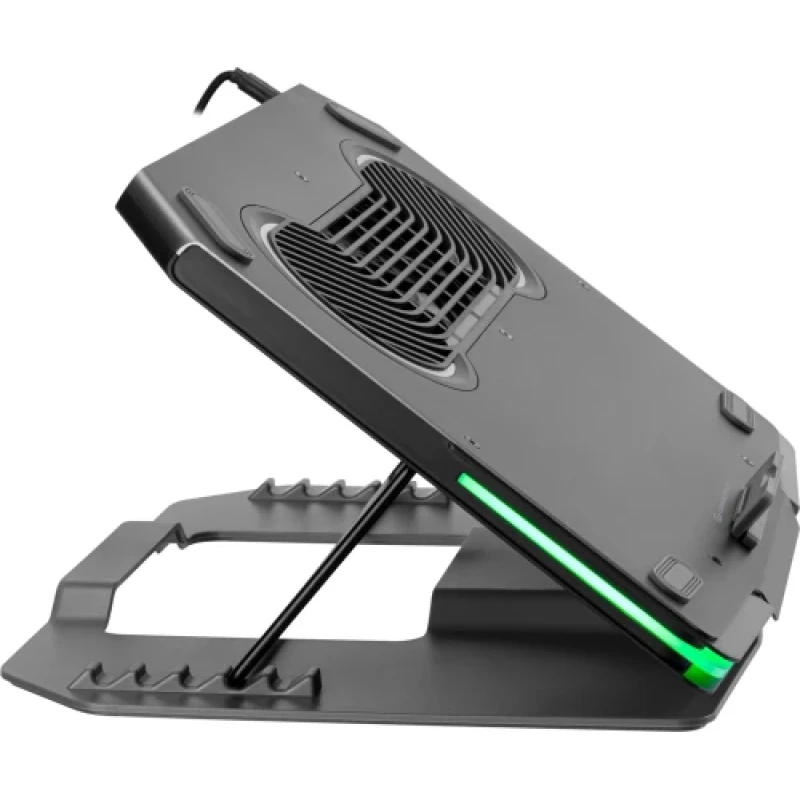 Підставка для ноутбука до 17" GamePro CP1540, Dark Grey, RGB підсвічування, 3 x 80 мм вентилятор, алюміній/пластик, 2xUSB 2.0, 360 x 262 x 26.5 мм, 1100 г, регулювання кута нахилу