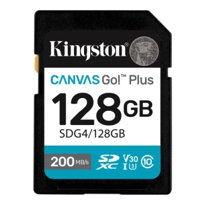 Карта пам'яті SDXC, 128Gb, Kingston Canvas Go! Plus, Сlass10 UHS-I U3 V30, до 200 МБ/с (SDG4/128GB)