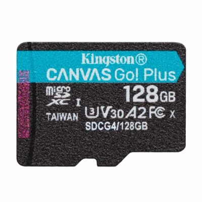 Карта пам'яті microSDXC, 128Gb, Kingston Canvas Go! Plus, Class 10 UHS-I U3 V30 A2, без адаптера, до 200 МБ/с (SDCG4/128GBSP)
