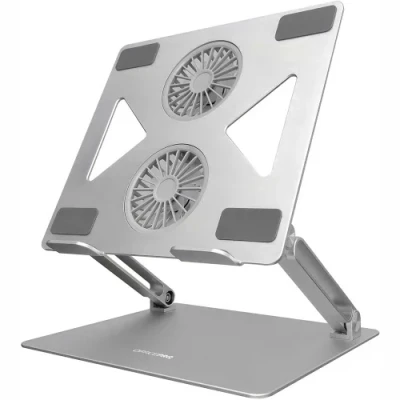 Підставка для ноутбука до 15.6" OfficePro LS121G, Gray, USB, вентилятор (2 x 80 мм), алюміній/пластик, регулювання куту нахилу та висоти