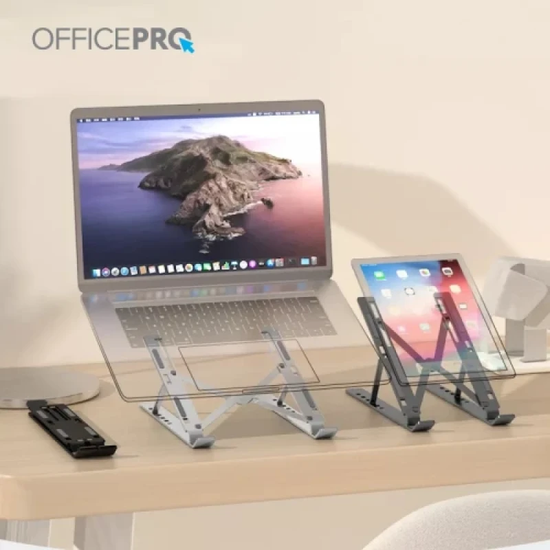 Підставка для ноутбука до 16" OfficePro LS320B, Black, алюміній/силікон, регулювання висоти