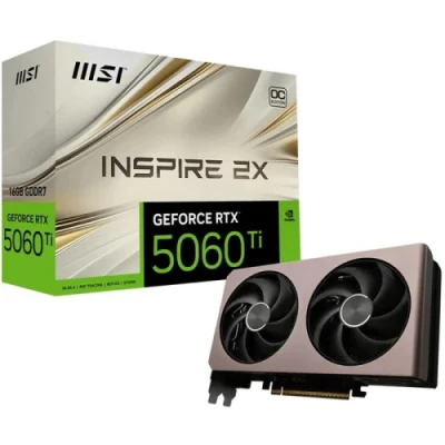 Відеокарта GeForce RTX 5060 Ti, MSI, INSPIRE 2X OC, 16Gb GDDR7, 128-bit, HDMI/3xDP, 2632/28000 MHz, 8-pin (G506T-16I2C) Відеокарта GeForce RTX 5060 Ti, MSI, INSPIRE 2X OC, 16Gb GDDR7, 128-bit, HDMI/3xDP, 2632/28000 MHz, 8-pin (G506T-16I2C)