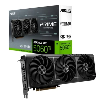 Відеокарта GeForce RTX 5060 Ti, ASUS, PRIME OC, 16Gb GDDR7, 128-bit, HDMI/3xDP, 2647/28000 MHz, 8-pin (PRIME-RTX5060TI-O16G)