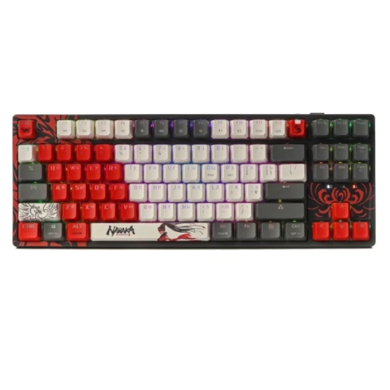 Клавіатура бездротова Bloody WS87, Naraka, Bluetooth / USB 2.4GHz / USB, механічна (перемикачі BLMS Red Plus), RGB-підсвічування, акумулятор