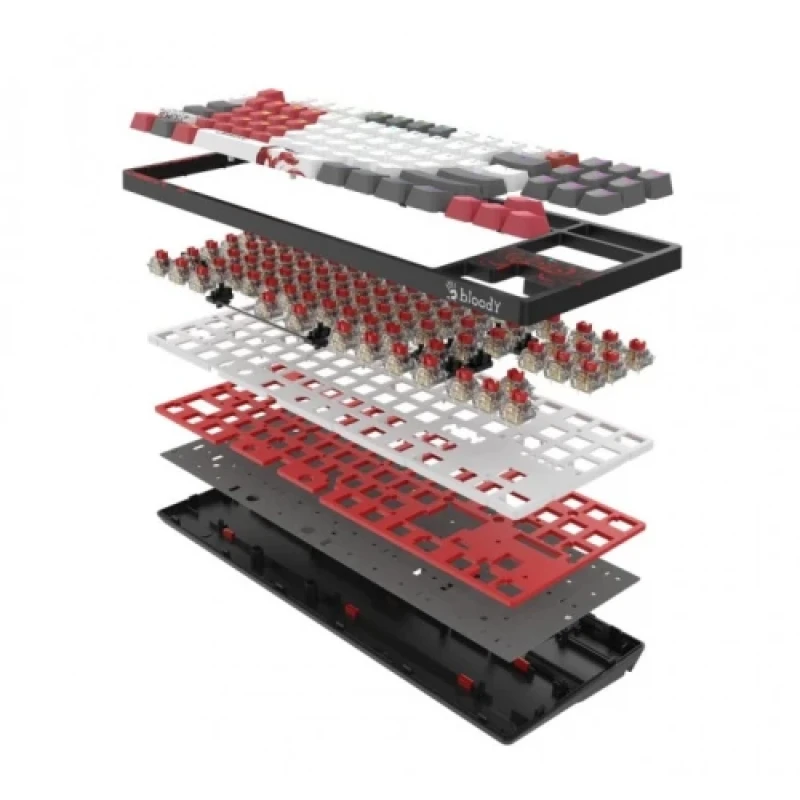 Клавіатура бездротова Bloody WS87, Naraka, Bluetooth / USB 2.4GHz / USB, механічна (перемикачі BLMS Red Plus), RGB-підсвічування, акумулятор