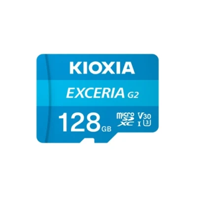 Карта пам'яті microSDXC, 128Gb, Kioxia Exceria G2, Class 10 UHS-I U3 V30 A1, SD адаптер, до 100/50 МБ/с (LMEX2L128GG2)