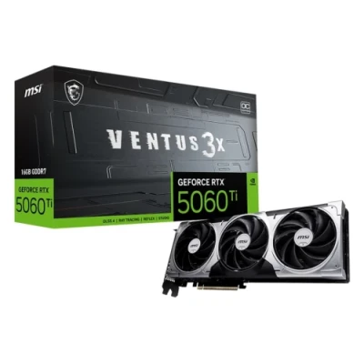 Відеокарта GeForce RTX 5060 Ti, MSI, VENTUS 3X OC, 16Gb GDDR7, 128-bit, HDMI/3xDP, 2617/28000 MHz, 8-pin (G506T-16V3C)