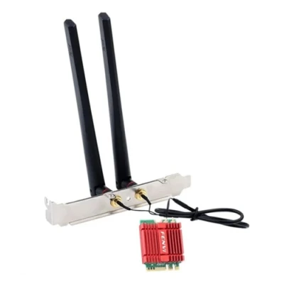 Мережева карта M.2, Fenvi AX210NGW Kit, WiFi 6E (до 5374 Mbps), Bluetooth 5.3, Intel AX210, планка із двома зовнішніми антенами