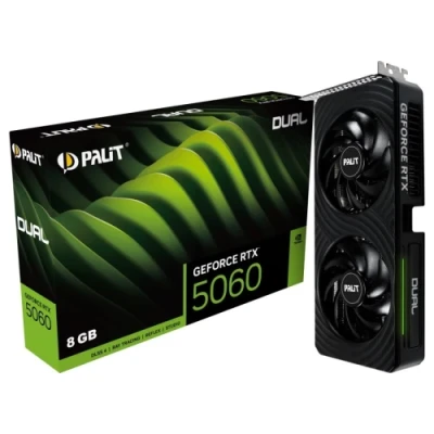 Відеокарта GeForce RTX 5060, Palit, Dual, 8Gb GDDR7, 128-bit, HDMI/3xDP, 2497/28000 MHz, 8-pin (NE75060019P1-GB2063D)