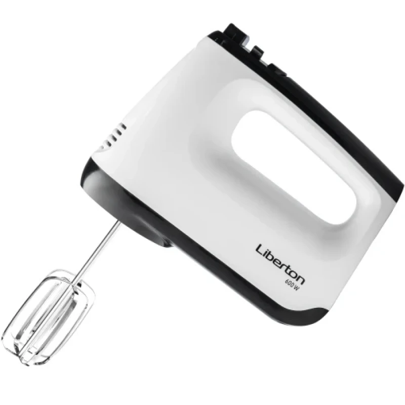 Міксер Liberton LHM-2806, White/Black, 600W, ручний, 6 швидкостей, вінчики, гаки для замісу тіста, корпус з ABS пластику