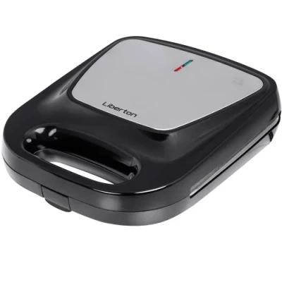 Мультимейкер Liberton LSM-5107, Black/Silver, 1400W, 4в1 гриль, трикутні сендвічі 4шт, бельгійські вафлі 2шт, горішки 12шт, антипригарне покриття, індикатор живлення та готовності, автоматичний контроль температури