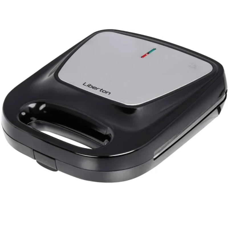 Мультимейкер Liberton LSM-5107, Black/Silver, 1400W, 4в1 гриль, трикутні сендвічі 4шт, бельгійські вафлі 2шт, горішки 12шт, антипригарне покриття, індикатор живлення та готовності, автоматичний контроль температури