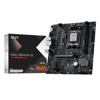 Материнська плата AM5 MSI PRO B840M-B, B840, 2xDDR5, Int.Video (CPU), 4xSATA3, 2xM.2, 1xPCI-E 4.0 x16, 2xPCI-E 3.0 x1, ALC897, Realtek 8125D 2.5Gb, 7xUSB 3.2 / 6xUSB 2.0, VGA/HDMI, MicroATX
