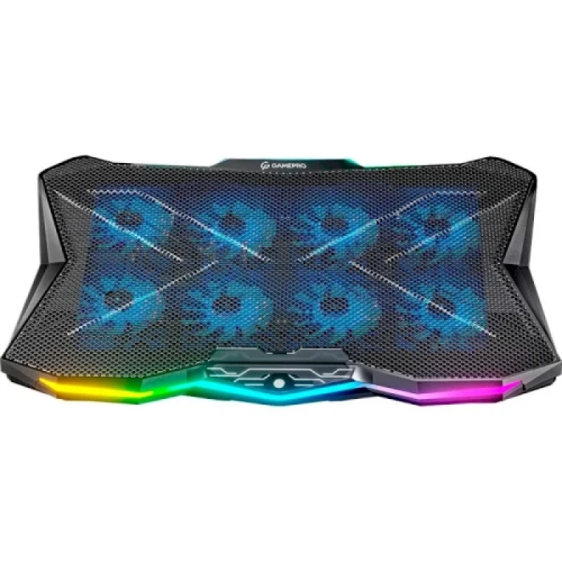 Підставка для ноутбука до 17.3" GamePro CP680, Black, 8 x 70 мм (2500 об/хв), сенсорне RGB підсвічування, 7 рівнів висоти, 2xUSB, металева сітка, 400 x 300 x 26 мм, 1.23 кг