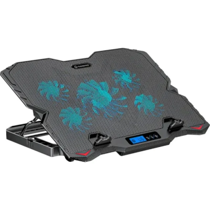 Підставка для ноутбука до 15.6" GamePro CP560, Black, 1 x 125 мм (1170 об/хв) + 4 x 60 мм (3200 об/хв), LCD екран, 5 рівнів висоти, 2xUSB, знімний тримач для смартфона, металева сітка, 360 x 270 x 32 мм, 700 г