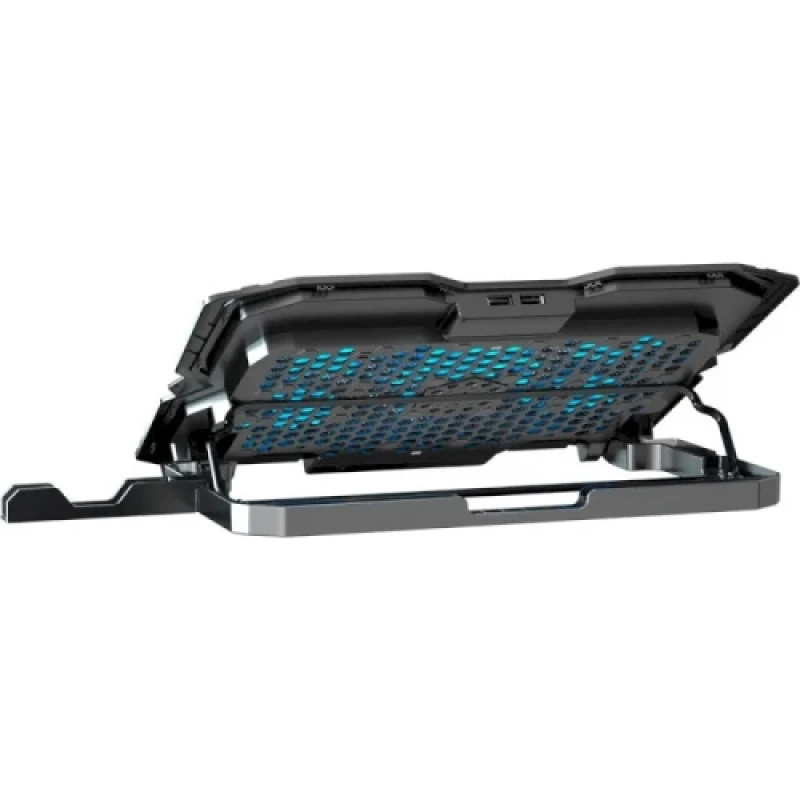 Підставка для ноутбука до 15.6" GamePro CP560, Black, 1 x 125 мм (1170 об/хв) + 4 x 60 мм (3200 об/хв), LCD екран, 5 рівнів висоти, 2xUSB, знімний тримач для смартфона, металева сітка, 360 x 270 x 32 мм, 700 г