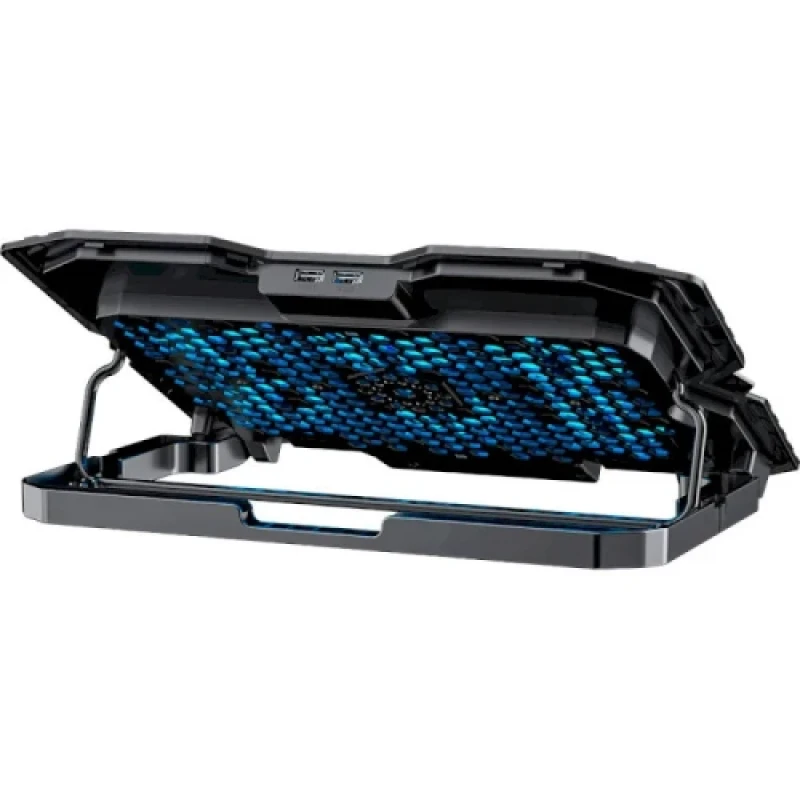 Підставка для ноутбука до 15.6" GamePro CP560, Black, 1 x 125 мм (1170 об/хв) + 4 x 60 мм (3200 об/хв), LCD екран, 5 рівнів висоти, 2xUSB, знімний тримач для смартфона, металева сітка, 360 x 270 x 32 мм, 700 г