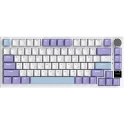 Клавіатура бездротова Ajazz AK820 Pro, Violet/Purple, Bluetooth / USB 2.4GHz / Type-C, механічна (перемикачі Flying Fish), 81 кнопка, RGB підсвічування, TFT-екран, акумулятор 4000 mA (AK820PRO-FF-PWB)