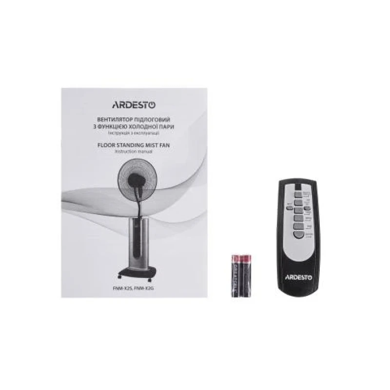 Вентилятор підлоговий Ardesto FNM-X2G, Black/Gold, з функцією холодної пари, дисплей, іонізація, таймер, пульт дистанційного керування