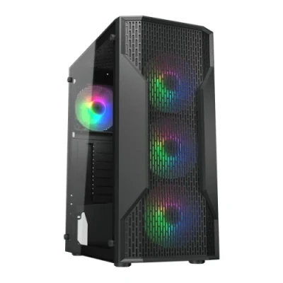 Корпус Cougar MX110 RGB, Black, без БЖ, Mid Tower, для ATX / MicroATX / Mini-ITX, 1xUSB 3.0 / 2xUSB 2.0, макс. CPU - 158 мм / VGA - 305 мм, 4x120 мм RGB, бічна панель із загартованого скла