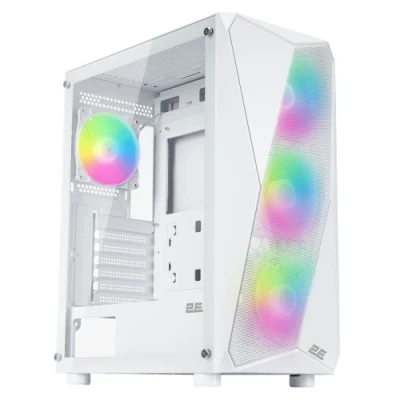 Корпус 2E Gaming Aruba (G3313W), White, без БЖ, Mid Tower, для ATX / Micro ATX / Mini ITX, 1xUSB 3.0 / 2xUSB 2.0, макс. CPU - 165 мм / VGA - 330 мм, 5x120 ARGB, бічна панель із загартованого скла (2E-G3313W)